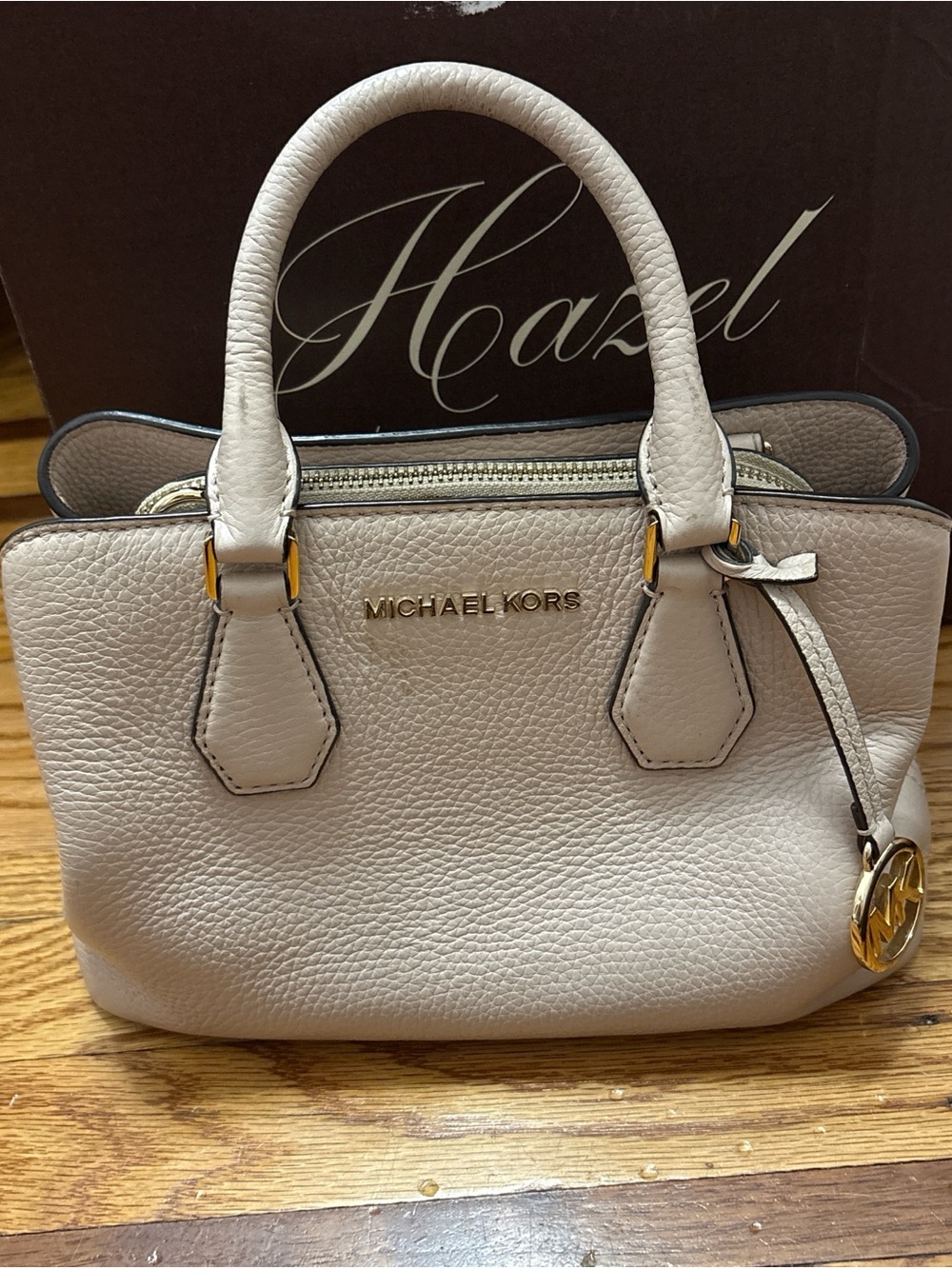 Michael Kors light pink Leather Mini Satchel with Gold Hardware